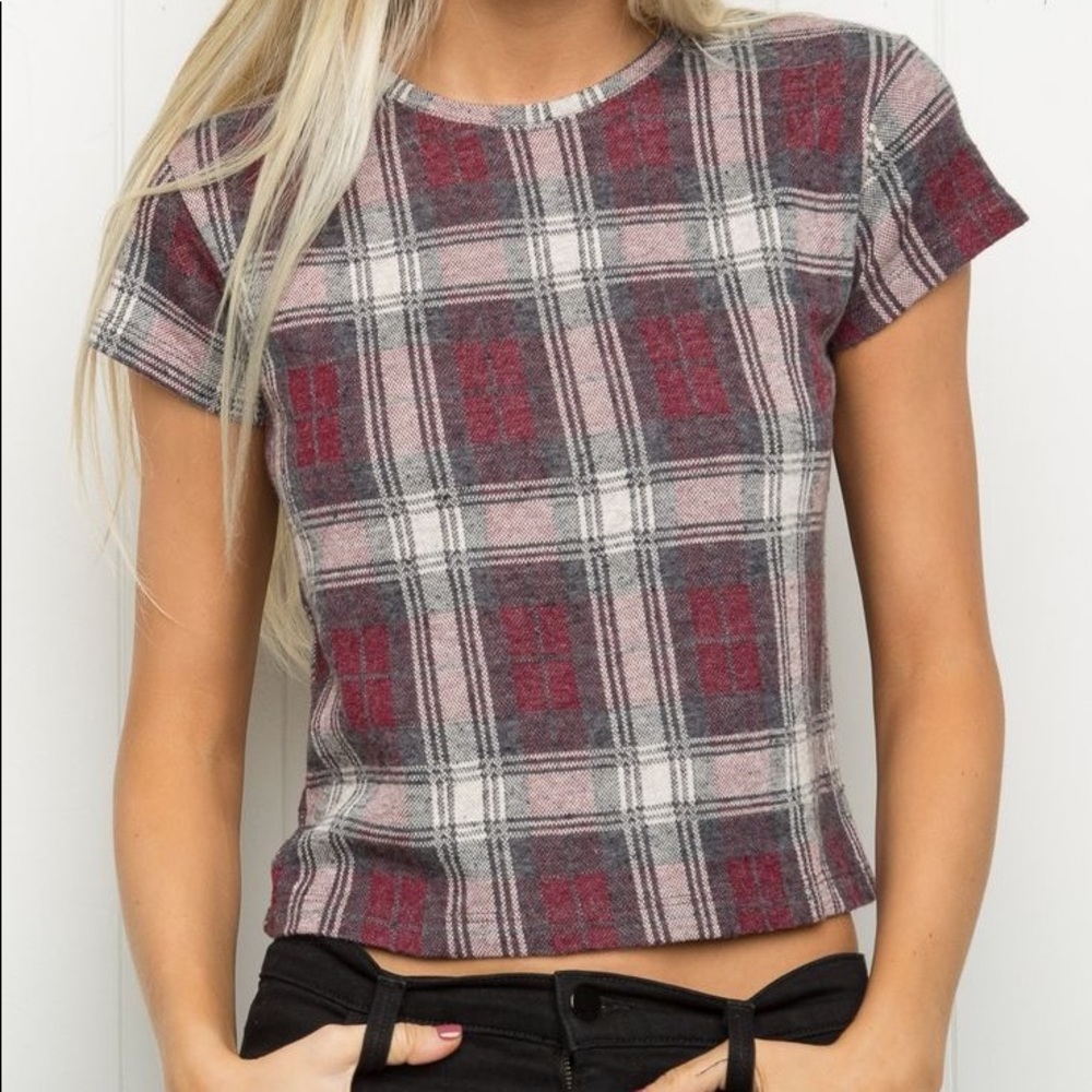 Red plaid Brandy Melville top